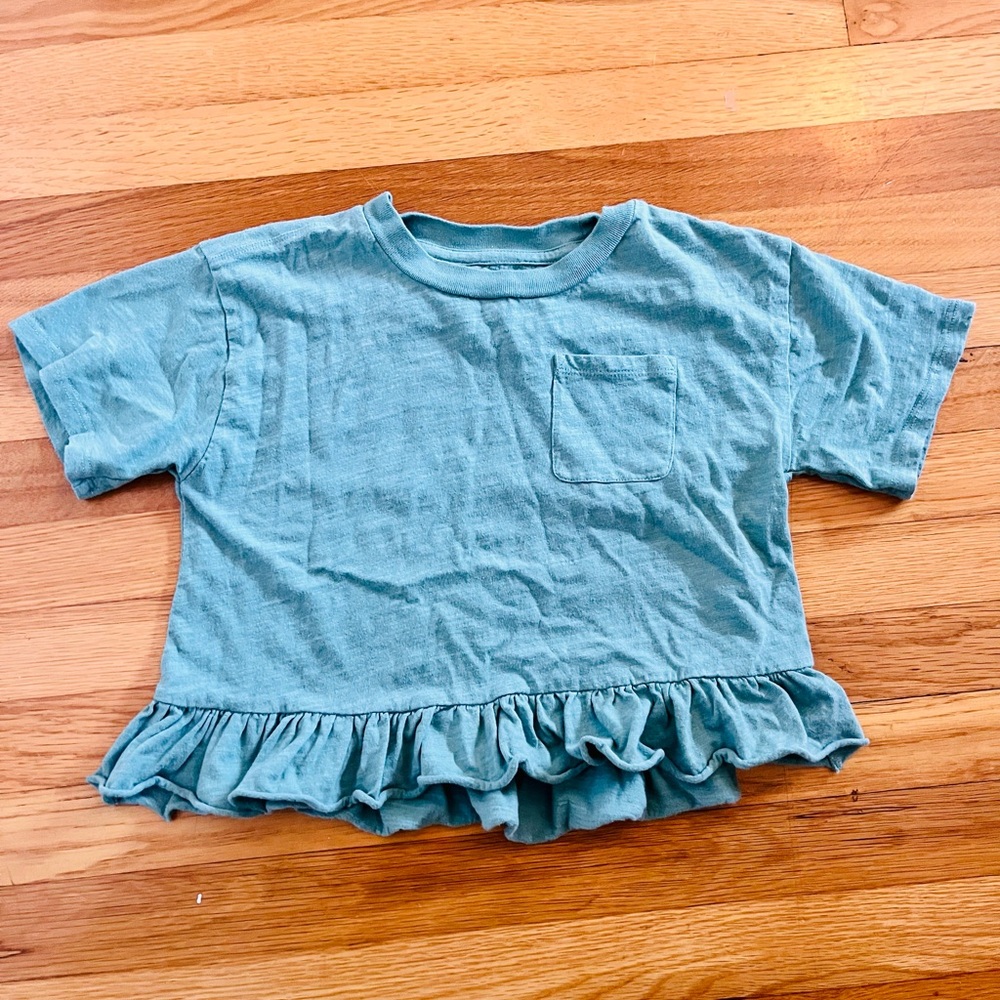 Ruffled Hem Green Top